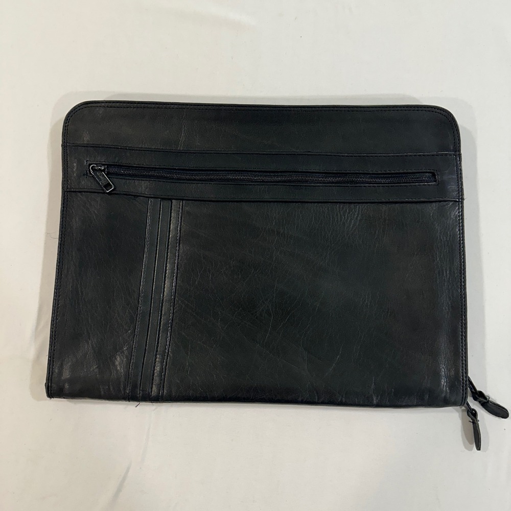Scully Black Leather Zip Around Portfolio Document Organizer Padfolio 14x10.5